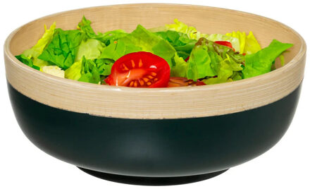 5five serveerschaal/saladeschaal - petrol - bamboe - 20 x 8 cm - rond