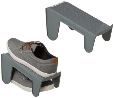 5five Set van 10x stuks schoenenrekjes/plankjes voor 1 paar schoenen grijs 29,5 x 25 cm