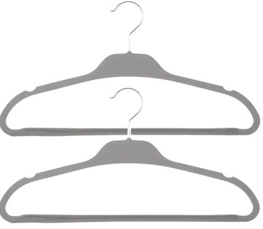 5five Set van 15x stuks kunststof/rubber kledinghangers grijs 45 x 24 cm