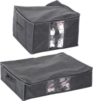 5five Set van 2x dekbed/kussen opberghoezen grijs met vacuumzak