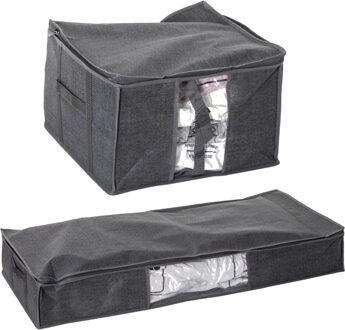 5five Set van 2x dekbed/kussen opberghoezen grijs met vacuumzak