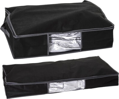 5five Set van 2x dekbed/kussen opberghoezen zwart met vacuumzak
