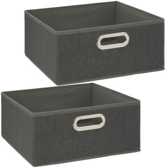 5five Set van 2x opbergmand/kastmand 14 liter donkergrijs linnen 31 x 31 x 15 cm
