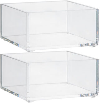 5five Set van 2x stuks 5five make-up houder box - 9,5 x 9.5 x 5 cm - transparant kunststof - organizer bak