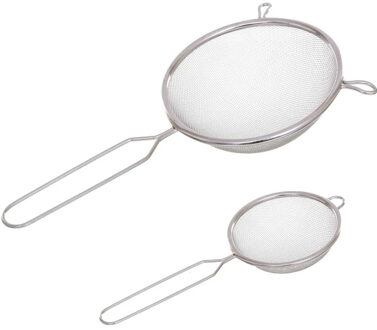5five Set van 2x stuks keukenzeefjes 23 en 28 cm van RVS - Keukenzeefjes Zilverkleurig