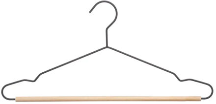5five Set van 2x stuks kledinghangers metaal/hout zwart 44 x 19 cm - Kledinghangers