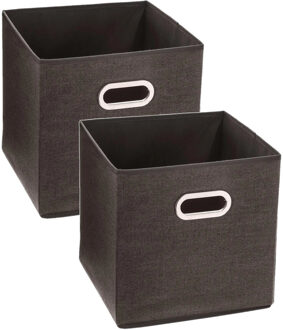 5five Set van 2x stuks opbergmand/kastmand 29 liter bruin linnen 31 x 31 x 31 cm - Opbergmanden