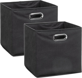 5five Set van 2x stuks opbergmand/kastmand 29 liter donkergrijs linnen 31 x 31 x 31 cm - Opbergmanden