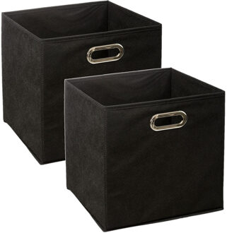 5five Set van 2x stuks opbergmand/kastmand 29 liter zwart linnen 31 x 31 x 31 cm - Opbergmanden