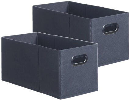 5five Set van 2x stuks opbergmand/kastmand 7 liter donkergrijs linnen 31 x 15 x 15 cm