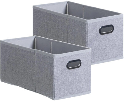 5five Set van 2x stuks opbergmand/kastmand 7 liter lichtgrijs linnen 31 x 15 x 15 cm