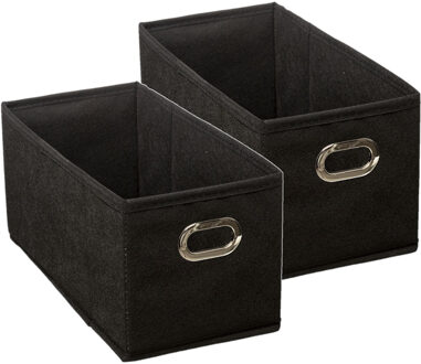 5five Set van 2x stuks opbergmand/kastmand 7 liter zwart linnen 31 x 15 x 15 cm - Opbergmanden