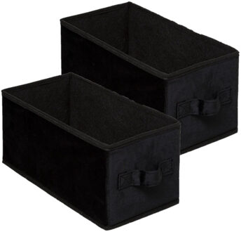 5five Set van 2x stuks opbergmand/kastmand 7 liter zwart polyester 31 x 15 x 15 cm - Opbergmanden