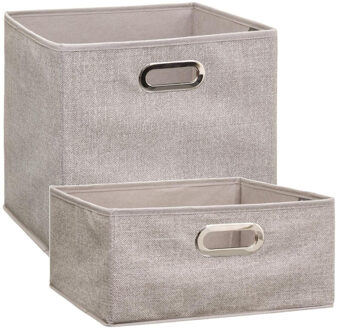 5five Set van 2x stuks opbergmanden - kastmanden - 14 en 29 liter - beige - linnen - 31 cm