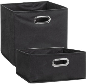 5five Set van 2x stuks opbergmanden/kastmanden 14 en 29 liter donkergrijs van linnen 31 cm