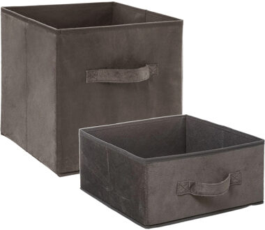 5five Set van 2x stuks opbergmanden/kastmanden 14 en 29 liter donkergrijs van polyester 31 cm