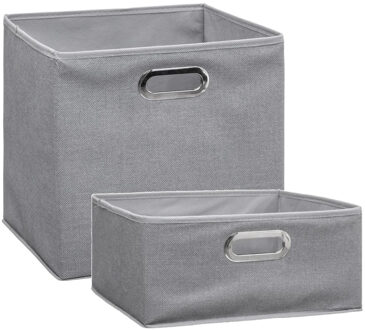 5five Set van 2x stuks opbergmanden/kastmanden 14 en 29 liter lichtgrijs van linnen 31 cm