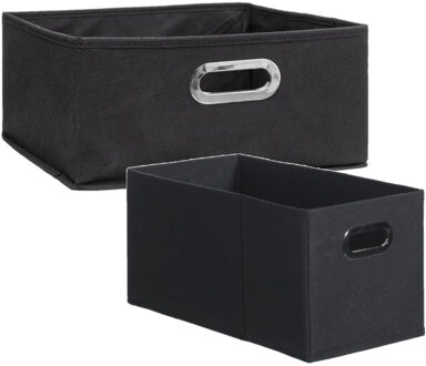 5five Set van 2x stuks opbergmanden/kastmanden 7 en 14 liter donkergrijs van linnen 31 cm
