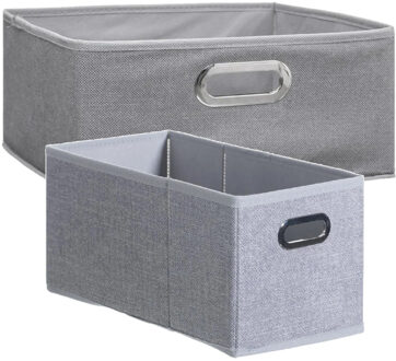 5five Set van 2x stuks opbergmanden/kastmanden 7 en 14 liter lichtgrijs van linnen 31 cm