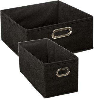 5five Set van 2x stuks opbergmanden/kastmanden 7 en 14 liter zwart van linnen 31 cm