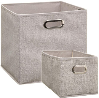 5five Set van 2x stuks opbergmanden/kastmanden 7 en 29 liter beige van linnen 31 cm