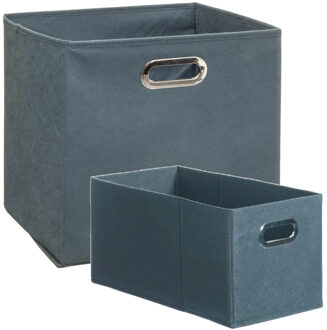 5five Set van 2x stuks opbergmanden/kastmanden 7 en 29 liter blauwgrijs van linnen 31 cm
