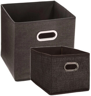 5five Set van 2x stuks opbergmanden/kastmanden 7 en 29 liter bruin van linnen 31 cm