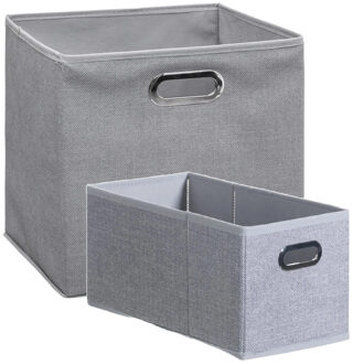 5five Set van 2x stuks opbergmanden/kastmanden 7 en 29 liter lichtgrijs van linnen 31 cm