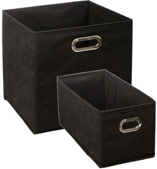 5five Set van 2x stuks opbergmanden/kastmanden 7 en 29 liter zwart van linnen 31 cm