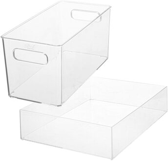 5five Set van 2x stuks potjes/flesjes/make-up houders/boxen van kunststof - Opbergbox Transparant