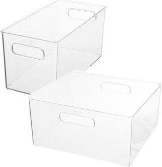 5five Set van 2x stuks potjes/flesjes/make-up houders/boxen van kunststof - Opbergbox Transparant