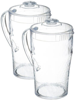 5five Set van 2x stuks sapkan/schenkkan karaffen met deksel 1,7 liter transparant