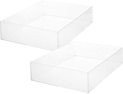 5five Set van 2x stuks sieraden/make-up houder/box rechthoek 38,5 x 8,5 cm van kunststof - Make-up dozen Transparant