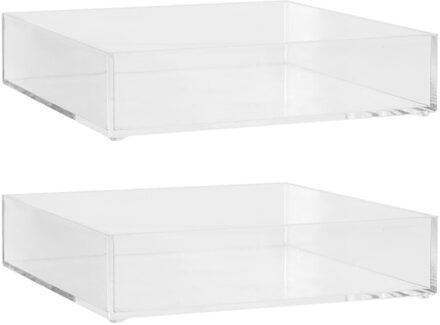 5five Set van 2x stuks sieraden/make-up houder/box vierkant 20 x 5 cm van kunststof