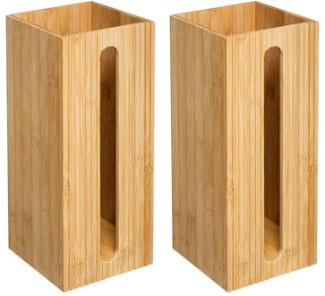 5five Set van 2x stuks wc/toiletrolhouders reservoirs bruin 3 rollen 36 cm van bamboe