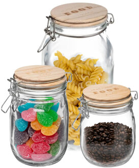 5five Set van 3x keuken voorraadbussen/potten glas 0.75/1.0/2.0 Liter inhoud