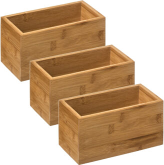 5five Set van 3x stuks 5five sieraden/make-up houder/box - 18 x 9 x 9,5 cm - bamboe hout - organizer bakje