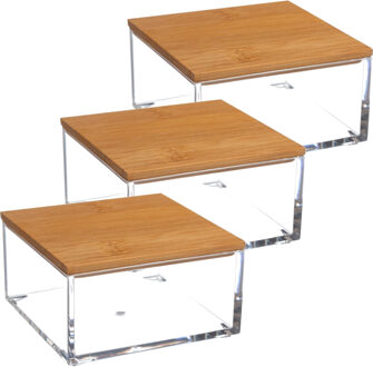 5five Set van 3x stuks 5five sieraden/make-up houder/box - 9,5 x 5 cm - kunststof/bamboe