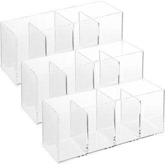 5five Set van 3x stuks make-up organizer 4 vakken rechthoek 22 x 7 cm van kunststof