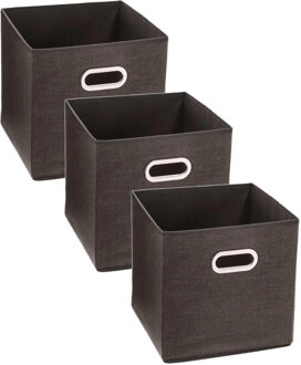 5five Set van 3x stuks opbergmand/kastmand 29 liter bruin linnen 31 x 31 x 31 cm