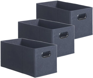 5five Set van 3x stuks opbergmand/kastmand 7 liter donkergrijs linnen 31 x 15 x 15 cm