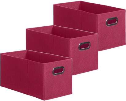 5five Set van 3x stuks opbergmand/kastmand 7 liter framboos roze linnen 31 x 15 x 15 cm