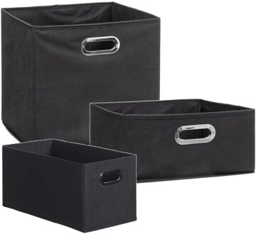 5five Set van 3x stuks opbergmanden/kastmanden 7/14/29 liter donkergrijs van linnen 31 cm