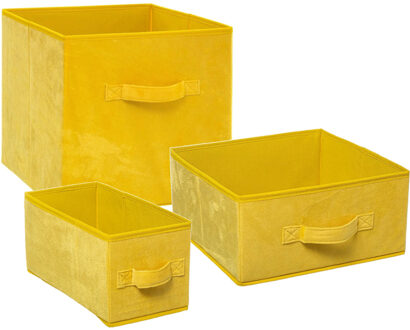 5five Set van 3x stuks opbergmanden/kastmanden 7/14/29 liter geel van polyester 31 cm
