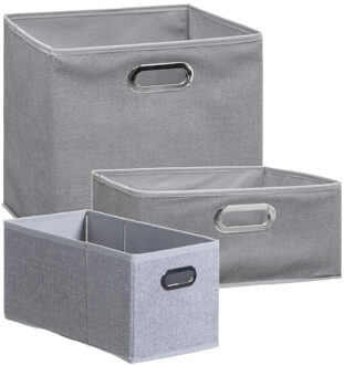 5five Set van 3x stuks opbergmanden/kastmanden 7/14/29 liter lichtgrijs van linnen 31 cm