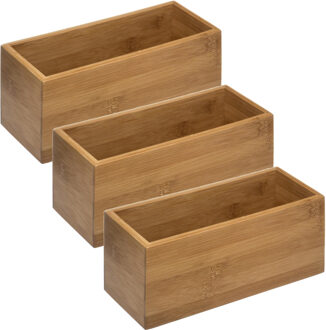 5five Set van 3x stuks sieraden/make-up houder/box rechthoek 23 x 9,5 cm van bamboe hout