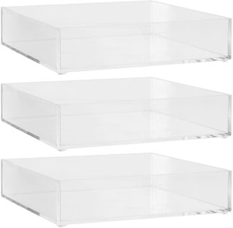 5five Set van 3x stuks sieraden/make-up houder/box vierkant 20 x 5 cm van kunststof