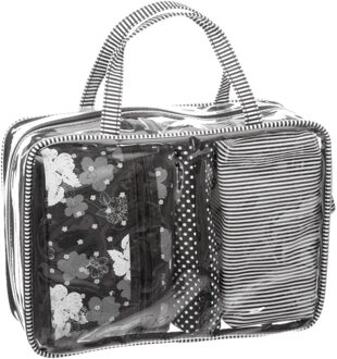 5five Set van 4x toilettassen/make-up/opberg tasjes zwart-wit