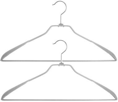 5five Set van 6x stuks kunststof kledinghangers grijs 43 x 23 cm