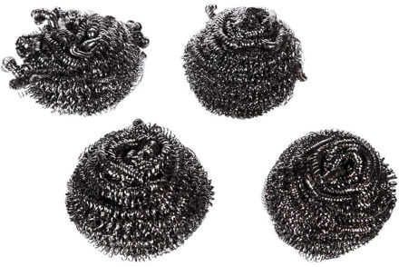 5five Set van 8x stuks staalsponsjes/zilversponsjes zilvergrijs 6 cm van RVS